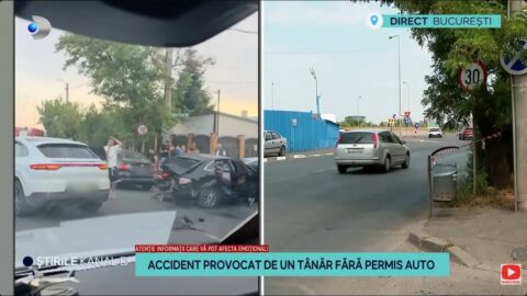 Stirile Kanal D – Accident provocat de un tanar fara permis auto! | Editie de pranz